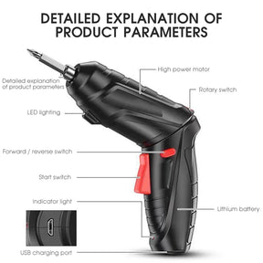 Kit de destornilladores de 2/47 piezas de 3,6 V, batería de litio recargable, destornillador eléctrico inalámbrico, kit de taladro, herramientas eléctricas plegables para el hogar