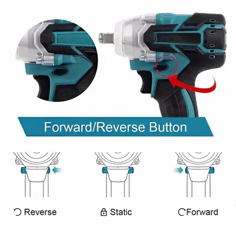 Llave de impacto eléctrica inalámbrica de estándar europeo Herramienta eléctrica Llave eléctrica sin escobillas Taladro manual Batería de 21 V