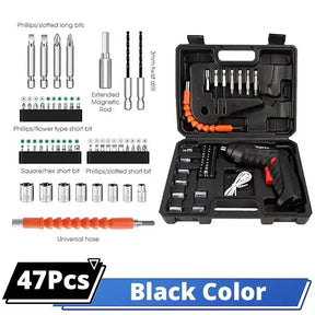 Kit de destornilladores de 2/47 piezas de 3,6 V, batería de litio recargable, destornillador eléctrico inalámbrico, kit de taladro, herramientas eléctricas plegables para el hogar